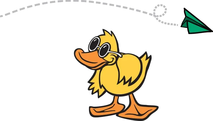Paper airplane flies past
      Quackals the
      Duck